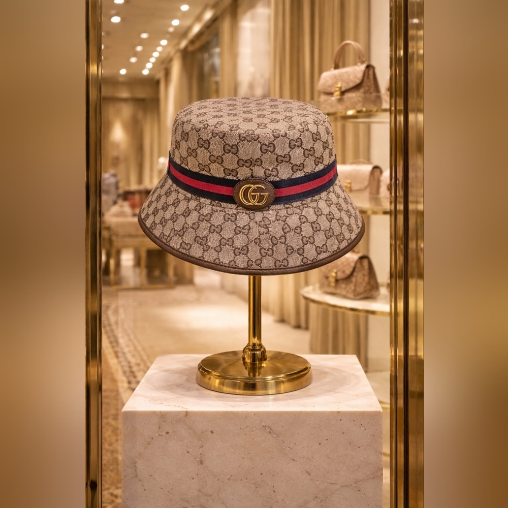 FASHION Monogram Beige Bucket Hat